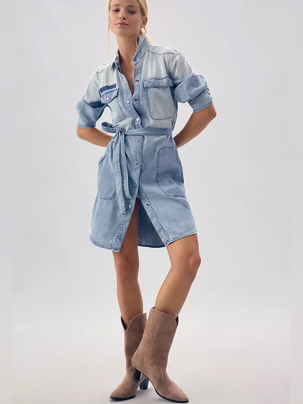 NWT Anthropologie Current/Elliott Destiny Denim Shirt Dress XS Alchemist